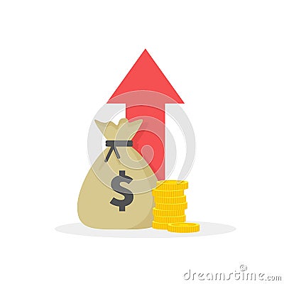 Income increase strategy, Financial high return on investment, fund raising, revenue growth, interest rate, loan Vector Illustration