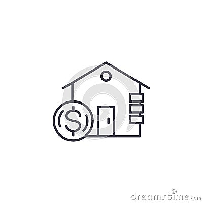 Income from real estate linear icon concept. Income from real estate line vector sign, symbol, illustration. Vector Illustration