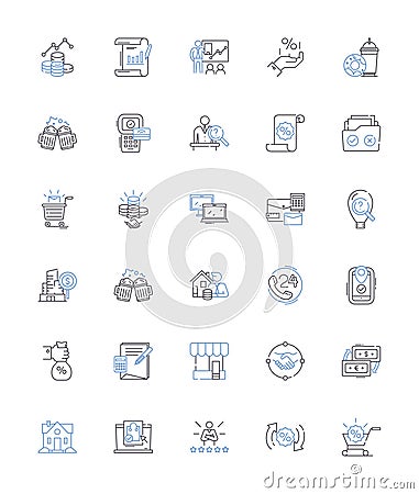 Income and revenue line icons collection. Earnings, Profit, Sales, Cashflow, Revenue, Income, Net vector and linear Vector Illustration