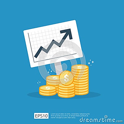 income salary dollar rate increase statistic. business profit growth margin revenue. Finance performance of return on investment Vector Illustration