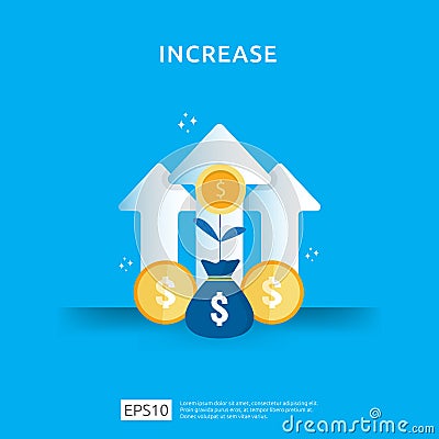 income salary rate increase. business chart graphic growth margin revenue. Finance performance of return on investment ROI concept Vector Illustration