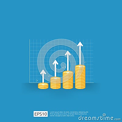 income salary rate increase. business profit growth margin revenue. Finance performance of return on investment ROI concept with Vector Illustration