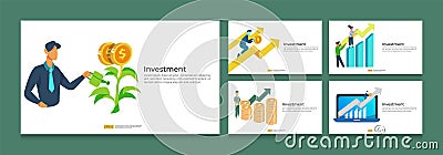 income salary rate increase concept illustration with people character and arrow. Finance performance of return on investment ROI Vector Illustration