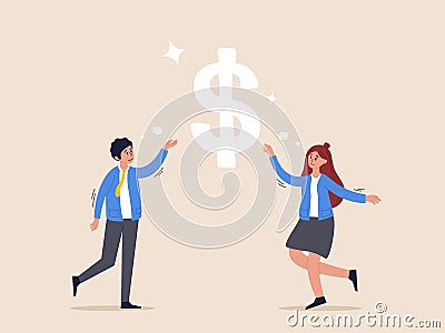 Income and savings concept. Money advice or financial advisor, investment consultant to suggest on wealth management to Vector Illustration