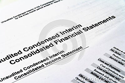 Business composition. Financial income statement balance, business plan Stock Photo