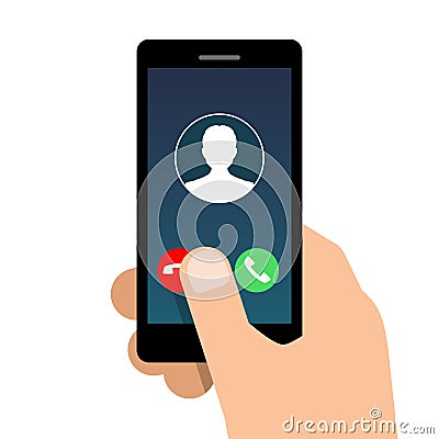 Incoming call on mobile phone Vector Illustration