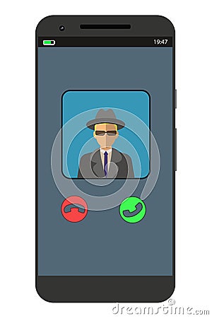 Incoming call on the phone Cartoon Illustration
