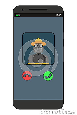 Incoming call on the phone Cartoon Illustration