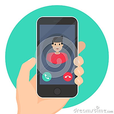 Incoming call on smartphone screen concept. Creative modern concept for web banners, web sites, infographics Vector Illustration