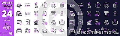 Incoming mail, Inspect and Verification person line icons for website, printing. For design. Vector Vector Illustration