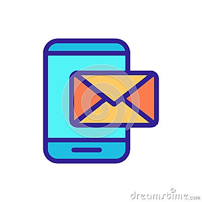 The incoming message in the phone is a vector icon. Isolated contour symbol illustration Vector Illustration