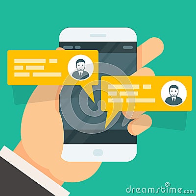 Incoming messages on smartphone screen - chat Vector Illustration