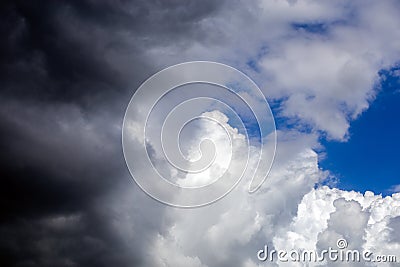 Incoming storm close-up cloudscape at march daylight in continental europe Stock Photo