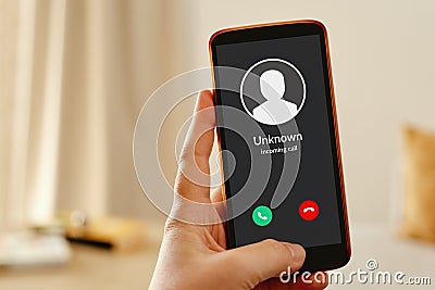 Incoming suspected spam call concept Stock Photo