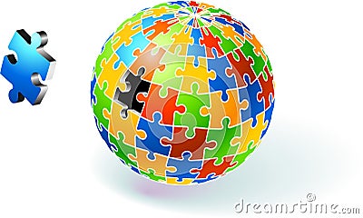 Incomplete Multi Colored Globe Puzzle Stock Photo