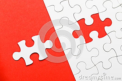 Incomplete puzzle with missing piece Stock Photo