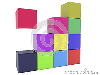 Incomplete wall of toy cubes Stock Photo