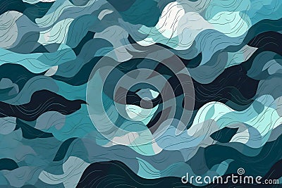 Inconspicuous header with elegant waves, abstract, backgrounds Cartoon Illustration