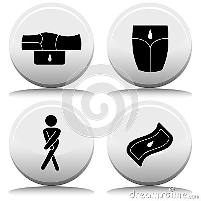 Incontinence Button Set Vector Illustration