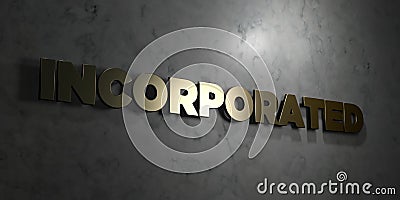 Incorporated - Gold text on black background - 3D rendered royalty free stock picture Stock Photo