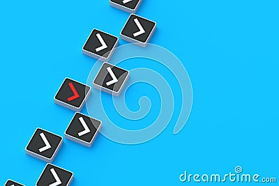 Incorrect choice concept. Red check mark on button. Unconfirmed Information. Unsolvable problem. Wrong decision Stock Photo