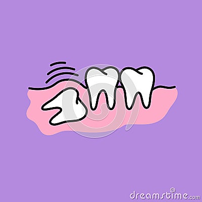 Incorrect teething doodle icon, vector illustration Cartoon Illustration