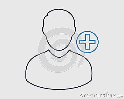 Increase or Add users line Icon Vector Illustration