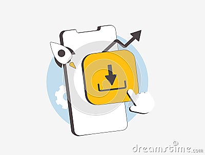 Increase app downloads with effective application store optimization - ASO strategies, including keyword optimization Vector Illustration