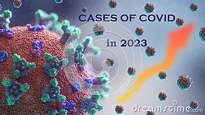 Increase of covid corona cases in 2023. Virus in detail Stock Photo