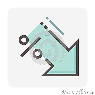 Percent decrease vector design, 48x48 pixel perfect and editable stroke Vector Illustration