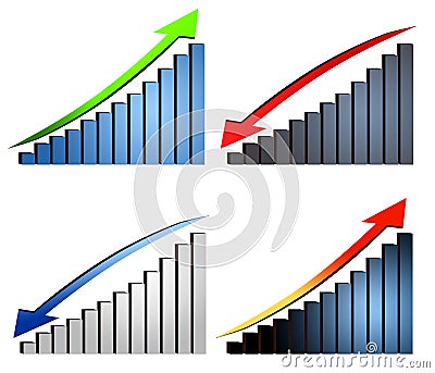 Increase decrease graphs Stock Photo