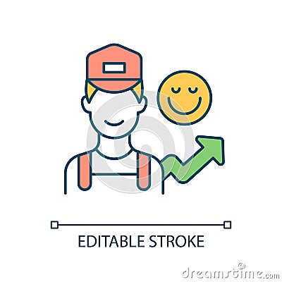 Increase fast food worker satisfaction RGB color icon Vector Illustration