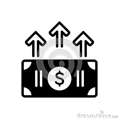 Black solid icon for Increase, upturn and upsurge Vector Illustration