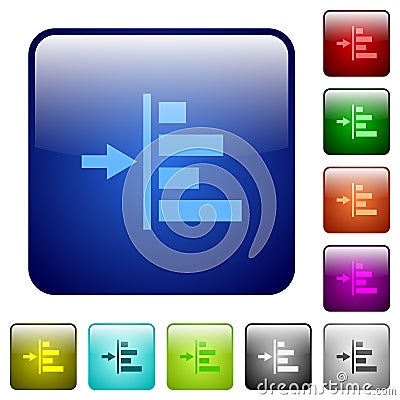Increase left indentation of content color square buttons Stock Photo