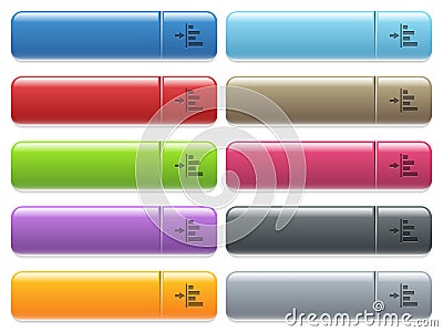 Increase left indentation of content icons on color glossy, rectangular menu button Stock Photo