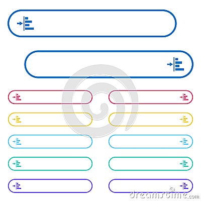 Increase left indentation of content icons in rounded color menu buttons Stock Photo