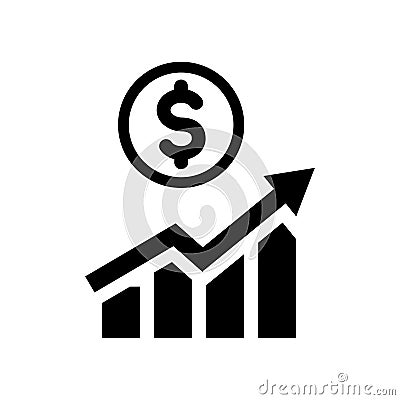 Increase money growth icon in flat style. Vector Illustration