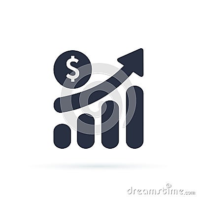 Increase money growth icon, progress marketing, thin line symbol on white background editable stroke vector illustration Vector Illustration