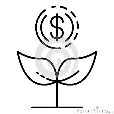 Increase money plant icon, outline style Vector Illustration
