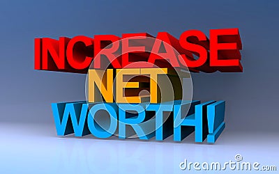 increase net worth on blue Stock Photo