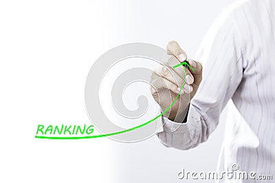 Increase ranking concept. Businessman draw plan to increase rank Stock Photo