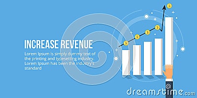 Increase revenue - business profit increase - sales graph. Vector business banner. Vector Illustration