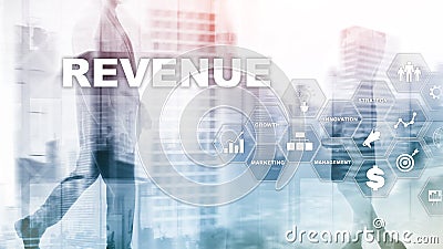 Increase revenue concept. Planing growth and increase of positive indicators in his business. Mixed media. Planning revenue growth Stock Photo