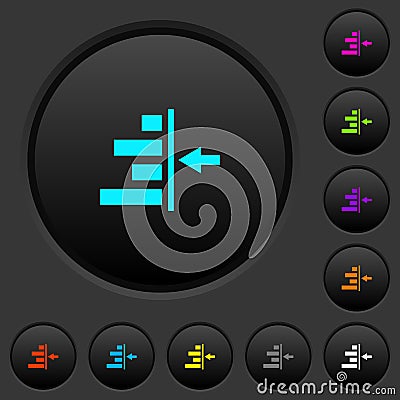 Increase right indentation of content dark push buttons with color icons Stock Photo
