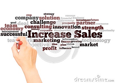 Increase Sales word cloud hand writingconcept Stock Photo