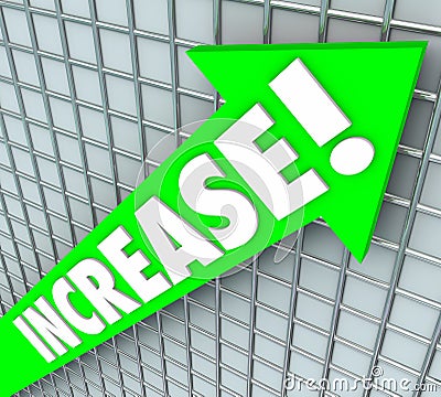 Increase Word Green Arrow Rising Up Improvement More Results Stock Photo