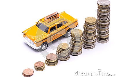 Increased prices of the taxi rides of public transportation inside city Stock Photo
