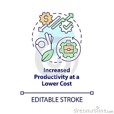 Increased productivity at lower cost concept icon Cartoon Illustration