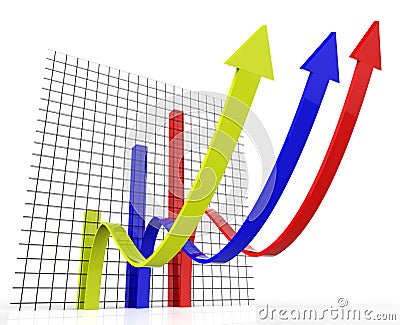 Increasing Graph Indicates Growing Upward And Forecast Stock Photo