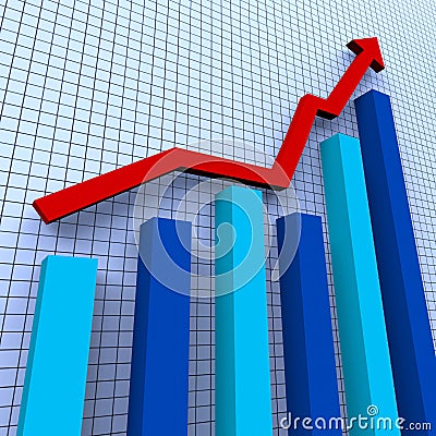 Increasing Graph Means Progress Report And Advance Stock Photo